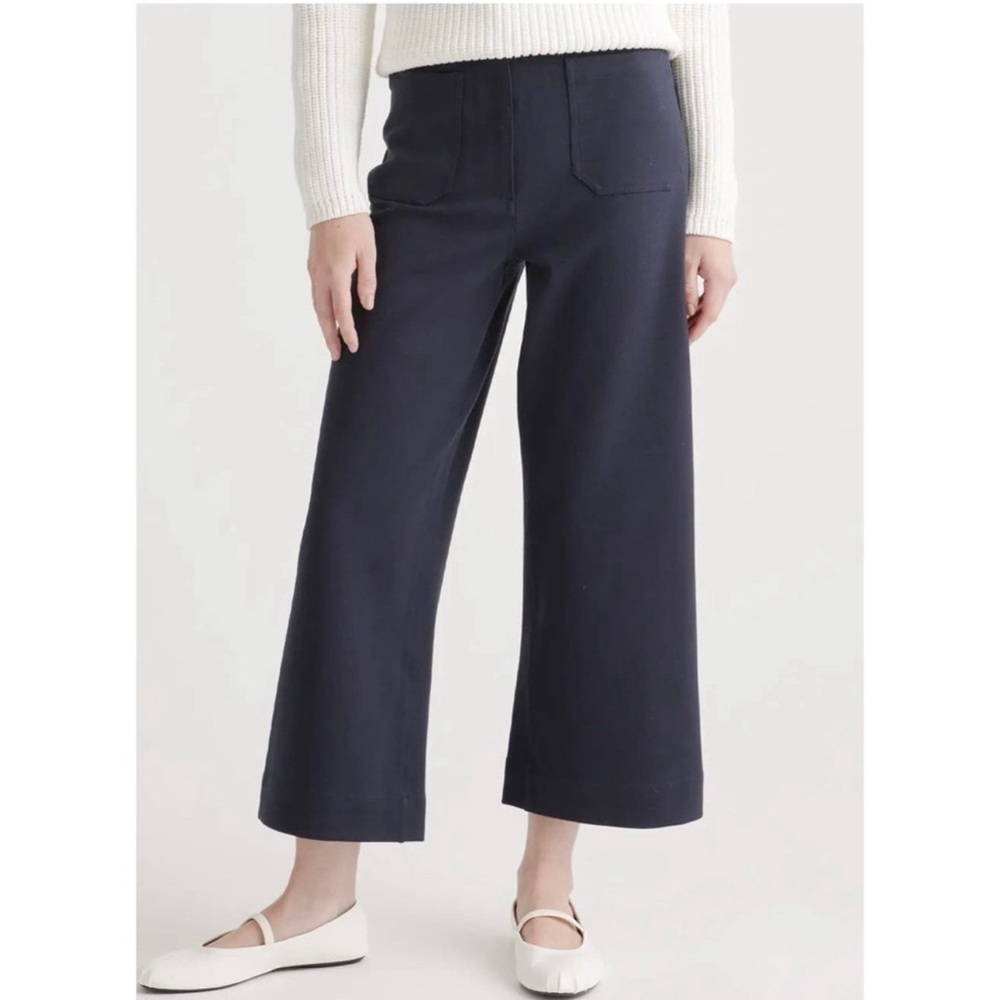 Quince Wide-Leg Navy Pants